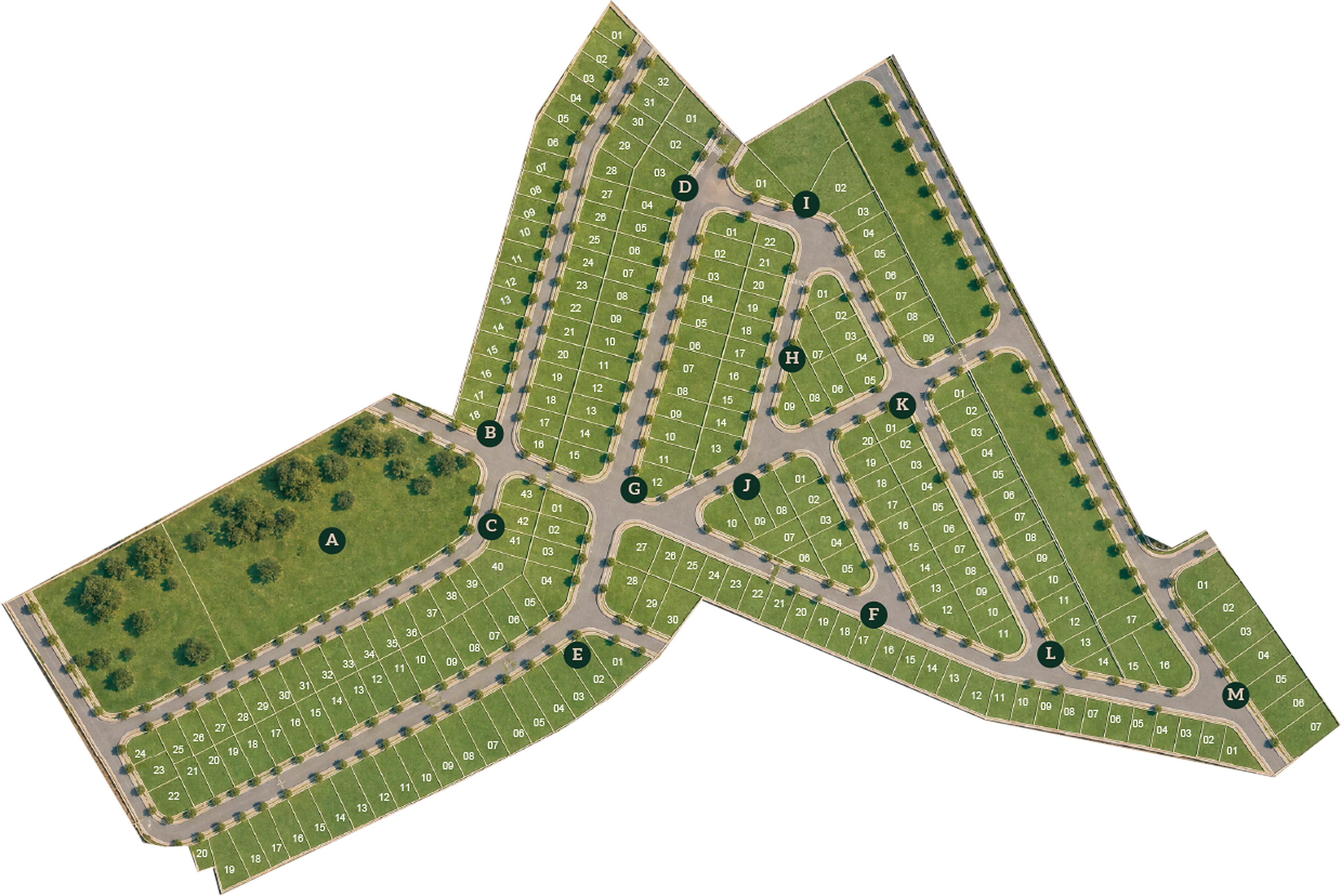 Planta do Parque São Lucas II com as quadras, ruas e a numeração dos lotes